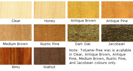 Briwax Original wax colour chart